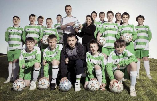 Photograph of Castletown Junior Football Club Received New Footballs