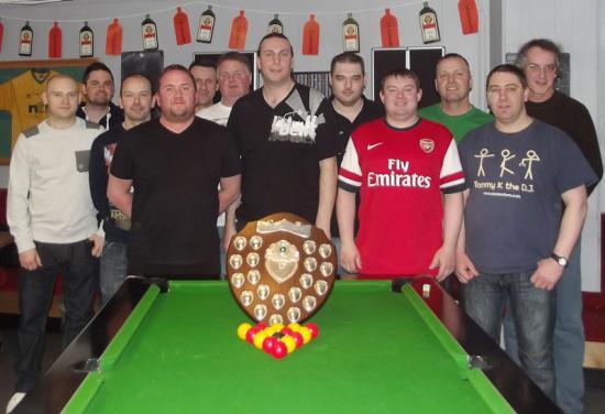 Photograph of Cups and Titles For Wick and District Pool League