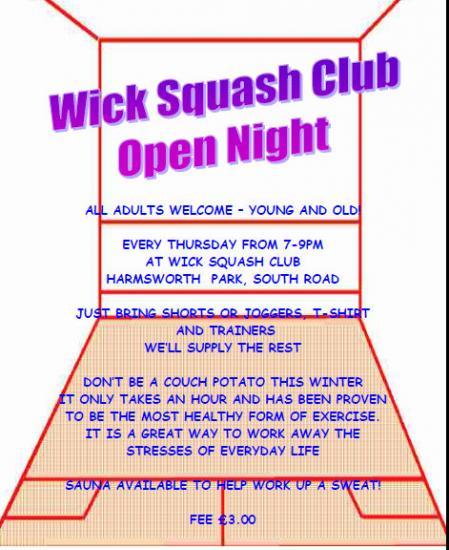 Photograph of Wick Squash Club Open Night