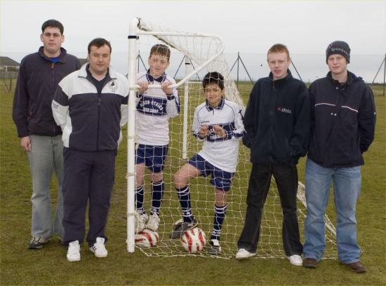 Photograph of Dounreay Apprentices On the Ball For South School, Wick