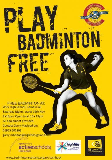 Photograph of Play Badminton FREE at Wick High School